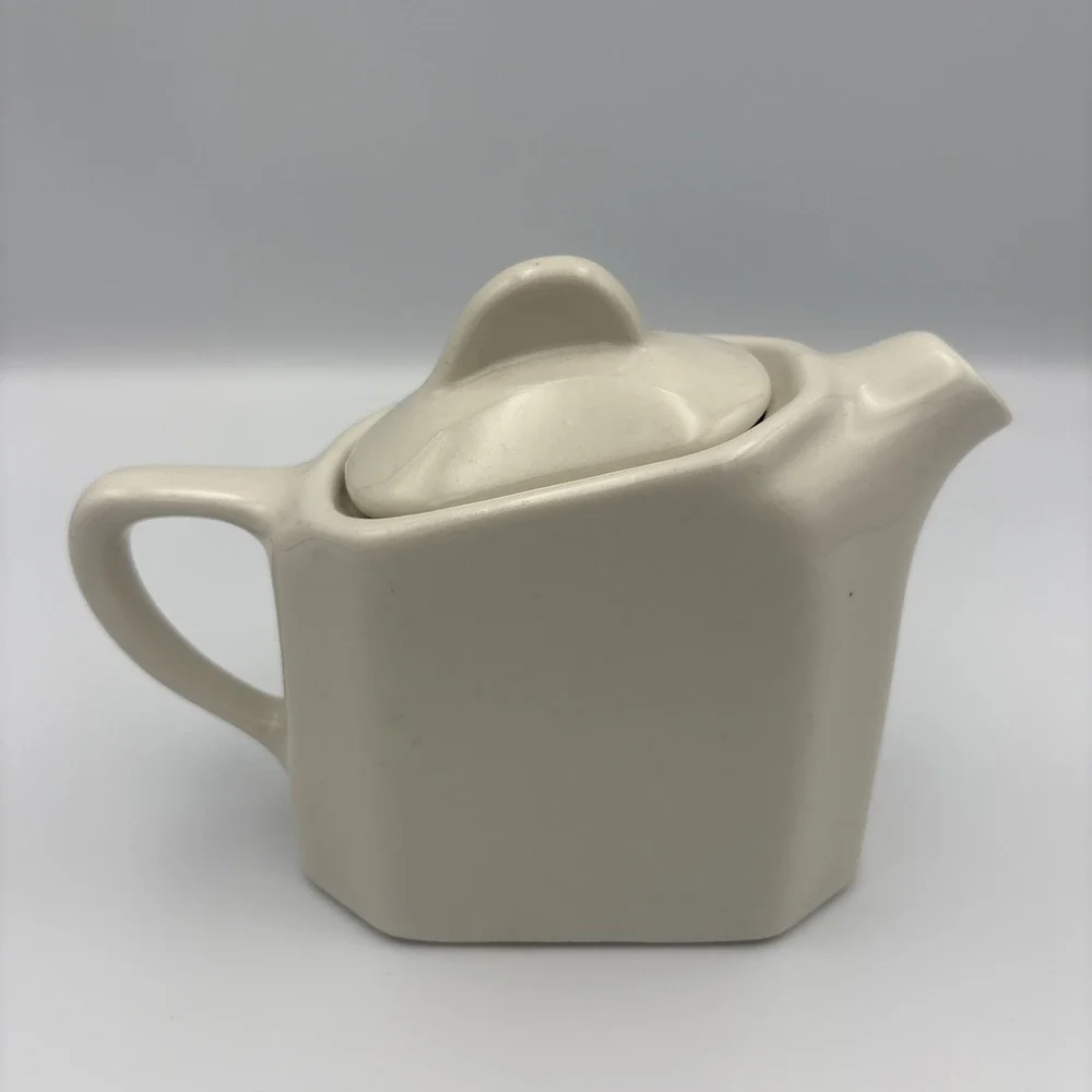 Vintage Hall USA White Porcelain Restaurant Ware Individual Single Serve Teapot